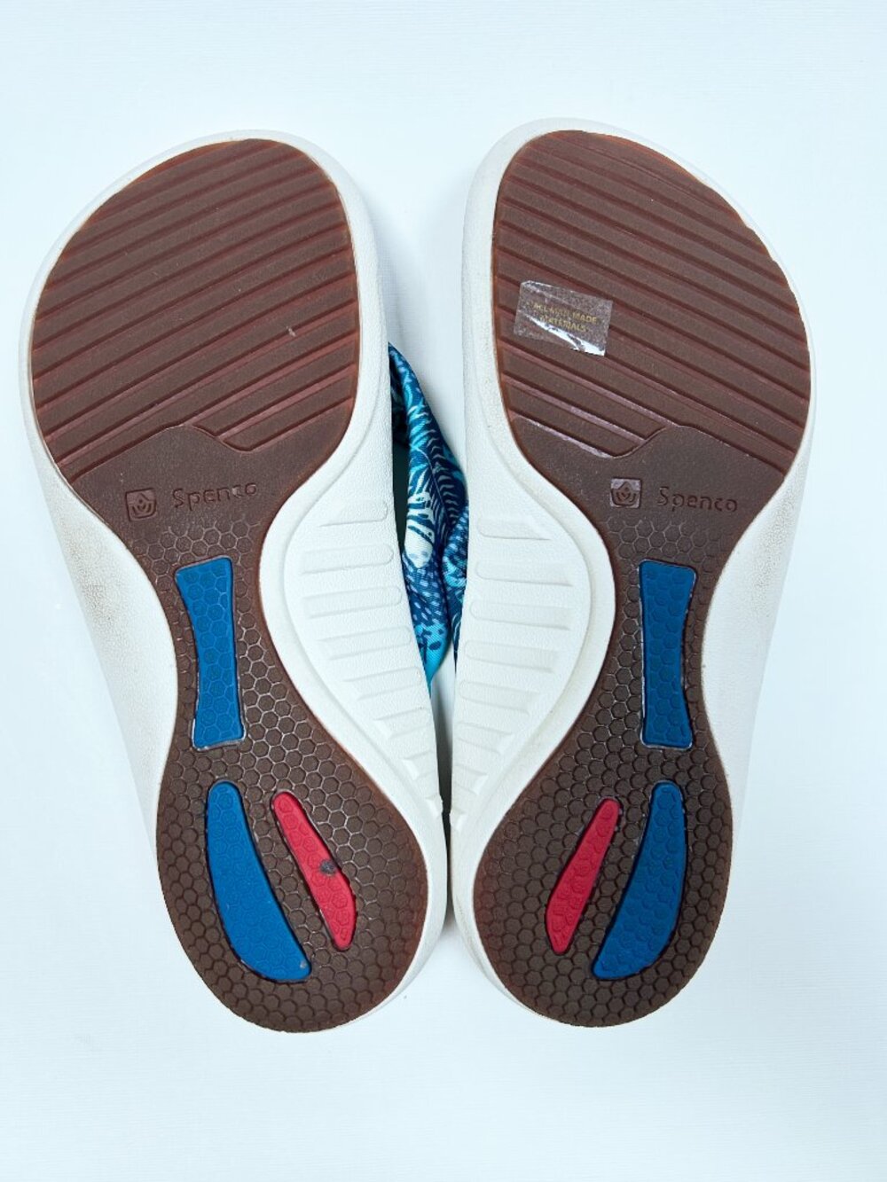 Spenco Victoria Memory Foam Tropical Blue Palm Print Orthotic Support Size 8 - Picture 5 of 6